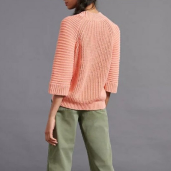 Anthropologie Maeve Women’s M MacKenzie Coral Chunky Knit Ribbed Sweater - Picture 2 of 11